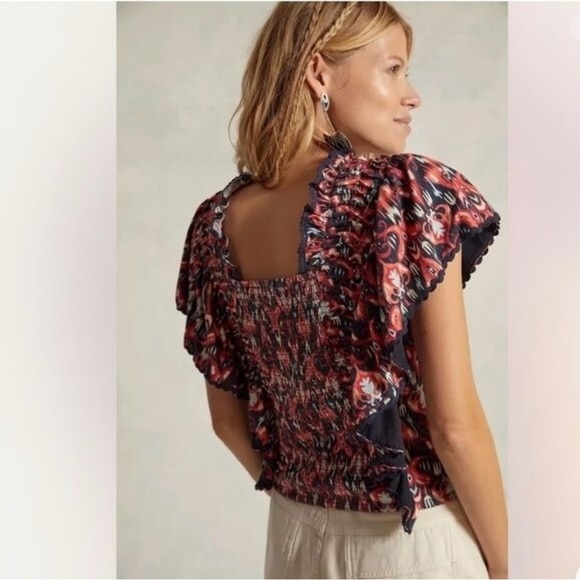 Anthropologie Red and Black Textured Top - Picture 4 of 11